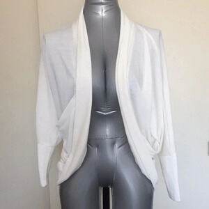 3/$15  minimalist White cream 3/4 sleeve pocket cardigan dressy medium